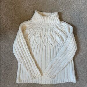 Cream Cable Knit Turtleneck Sweater